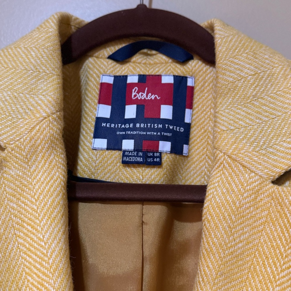 Boden Yellow Herringbone Women's Blazer Jacket - Picture 7 of 11